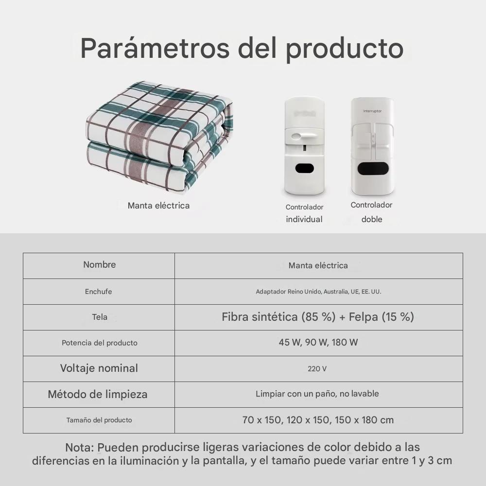 Manta Eléctrica de Calefacción 220V con Termostato. Suave, Segura y Gruesa – Ideal para el Invierno y Noches Frías (Varias Medidas)