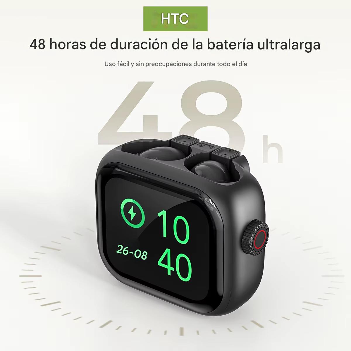 Auriculares Inteligentes HTC NE40 con Pantalla Ultra HD y Traducción AI .Bluetooth V6, Cancelación de Ruido y Control Táctil Premium