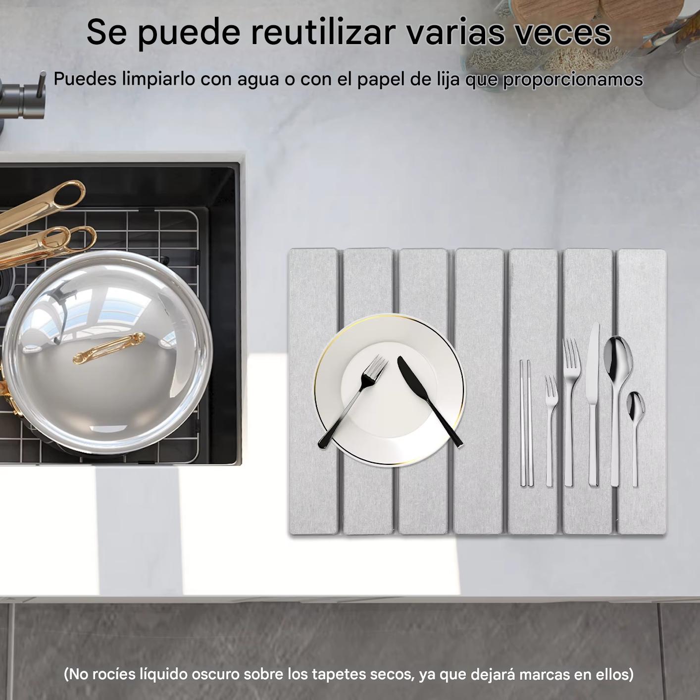 Alfombrilla de Secado de cocina de tierra de Diatomeas Plegable – Absorbente, Antideslizante y Reutilizable para Cocina  40×30 cm