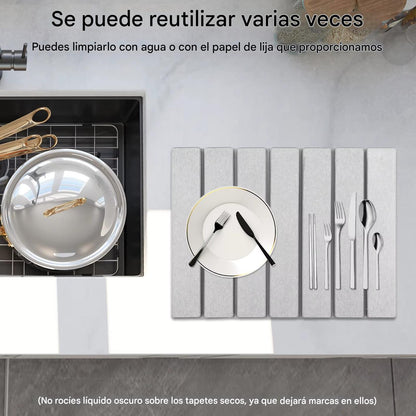 Alfombrilla de Secado de cocina de tierra de Diatomeas Plegable – Absorbente, Antideslizante y Reutilizable para Cocina  40×30 cm