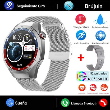 Smartwatch Deportivo 2025 con Pantalla AMOLED, GPS, Llamadas Bluetooth y Monitoreo de Salud. Reloj Inteligente Impermeable para Android y iOS
