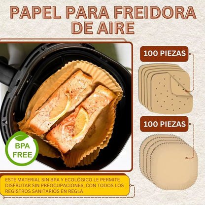 100 Pcs Air Fryer Paper Liners for Cosori Ninja 20-24Cm Square Perforated Air Fryer Parchment Paper Disposable Oven Baking Trays