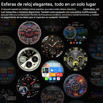 Smartwatch Deportivo 2025 con Pantalla AMOLED, GPS, Llamadas Bluetooth y Monitoreo de Salud. Reloj Inteligente Impermeable para Android y iOS