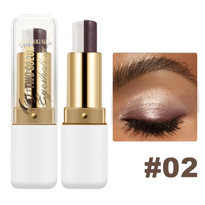Double Color Eyeshadow Stick Glitter Highlight Shadow Stick Eye Makeup Waterproof Lasting Shimmer Metallic Eyeshadow Makeup
