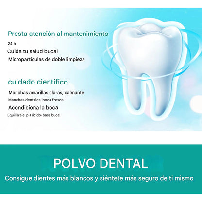 Polvo Blanqueador Dental EELHOE 5 Días. Elimina Manchas, Sarro y Placa. Sonrisa Blanca Natural y Aliento Fresco (50g / 100g)