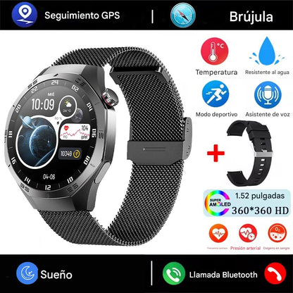 Smartwatch Deportivo 2025 con Pantalla AMOLED, GPS, Llamadas Bluetooth y Monitoreo de Salud. Reloj Inteligente Impermeable para Android y iOS