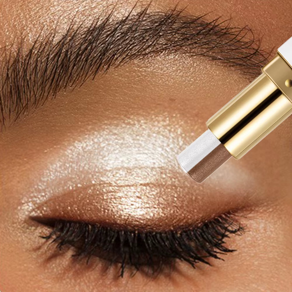 Double Color Eyeshadow Stick Glitter Highlight Shadow Stick Eye Makeup Waterproof Lasting Shimmer Metallic Eyeshadow Makeup
