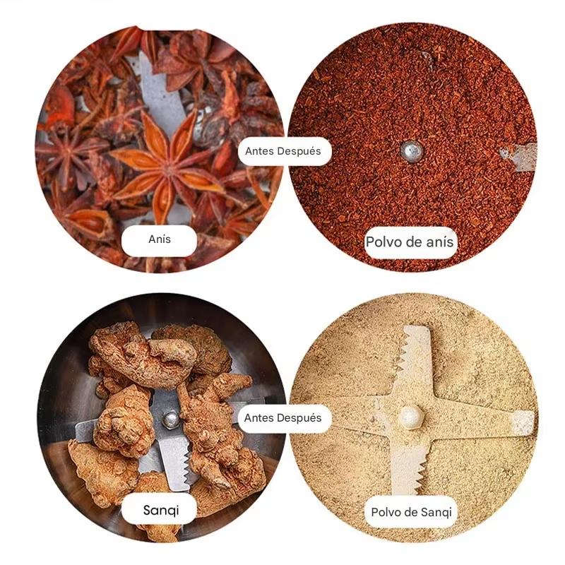 Molino Eléctrico Multifuncional de Alta Potencia.Tritura Café, Especias, Cereales y Frutos Secos en Segundos