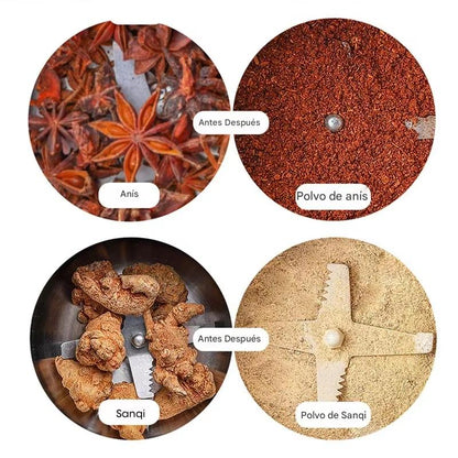 Molino Eléctrico Multifuncional de Alta Potencia.Tritura Café, Especias, Cereales y Frutos Secos en Segundos