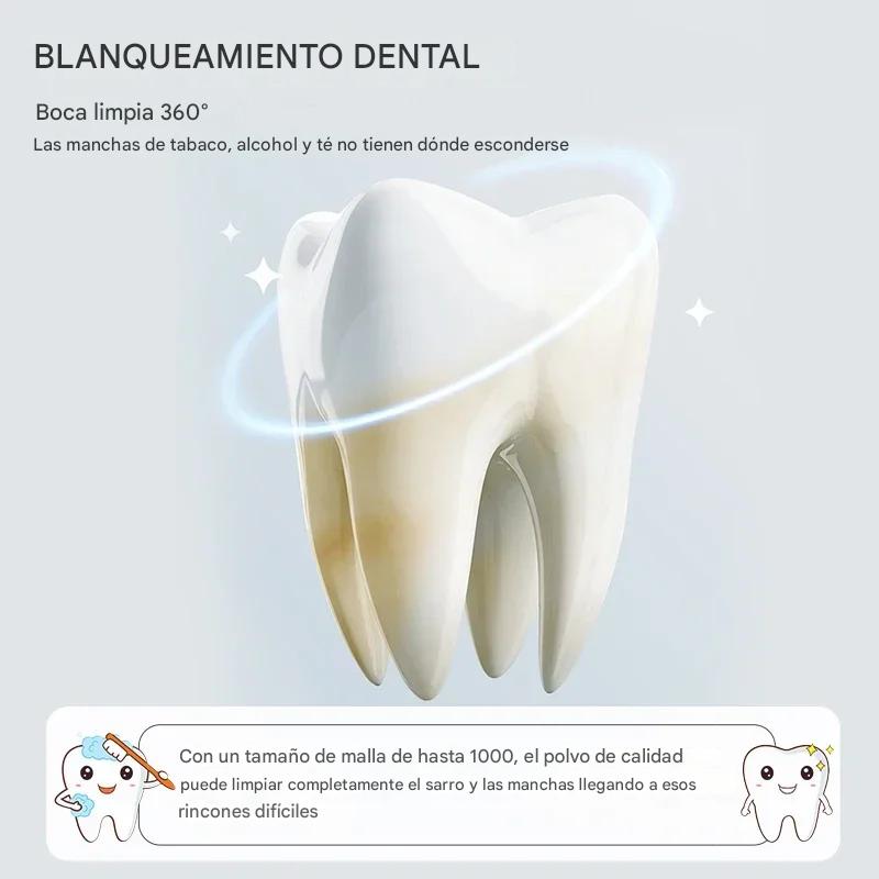 Polvo Blanqueador Dental Natural con Esencia de Perla. Elimina Manchas y Placa. Sonrisa Blanca y Aliento Fresco 55g