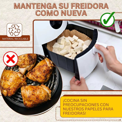 100 Pcs Air Fryer Paper Liners for Cosori Ninja 20-24Cm Square Perforated Air Fryer Parchment Paper Disposable Oven Baking Trays