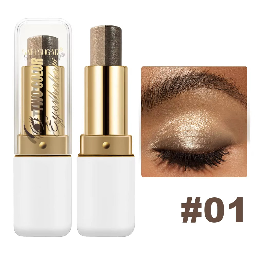 Double Color Eyeshadow Stick Glitter Highlight Shadow Stick Eye Makeup Waterproof Lasting Shimmer Metallic Eyeshadow Makeup