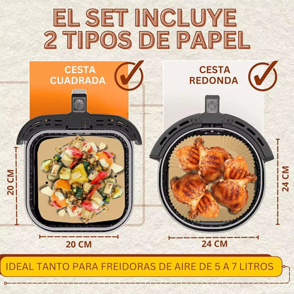 100 Pcs Air Fryer Paper Liners for Cosori Ninja 20-24Cm Square Perforated Air Fryer Parchment Paper Disposable Oven Baking Trays