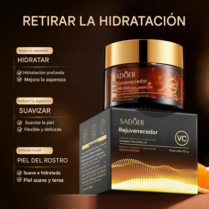 Crema Facial Antiedad con Cápsulas de Vitamina C + Colágeno – Reafirmante, Antiarrugas y Aclarante