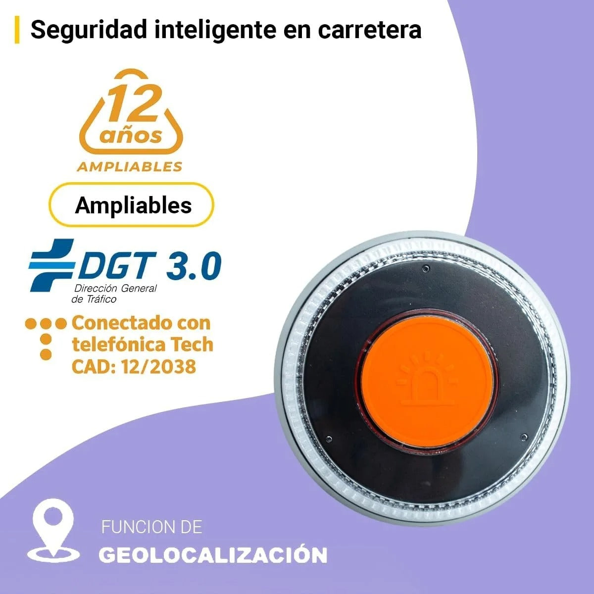 Baliza V16 PRITECH Homologada DGT 3.0 con Geolocalización | Luz de Emergencia 360º – Conexión GPS + eSIM Telefónica Tech hasta 2038 | Obligatoria desde Enero 2026