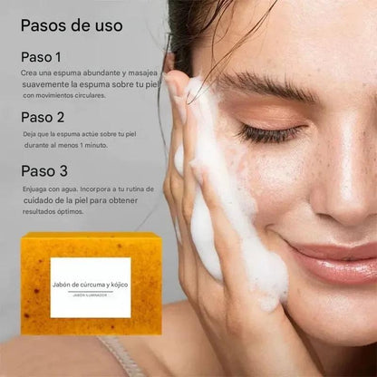 Jabón Natural de Cúrcuma, Ácido Kójico y Limón – Orgánico, Artesanal y Aclarante para Rostro y Cuerpo